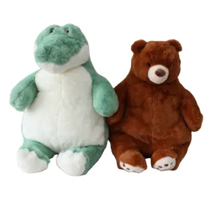 Горячая распродажа, большие размеры, мягкие плюшевые игрушки из коричневого медведя, зеленый крокодил, мягкие куклы для детей и девочек