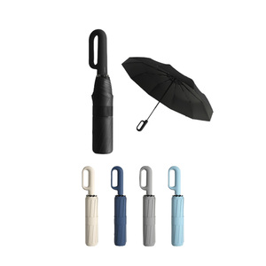 <span class=keywords><strong>Paraguas</strong></span> Plegable Automático Negro con Clip <span class=keywords><strong>de</strong></span> Anillo y Mango con Hebilla, <span class=keywords><strong>Paraguas</strong></span> Publicitarios, Regalos al por Mayor - Product Image 2