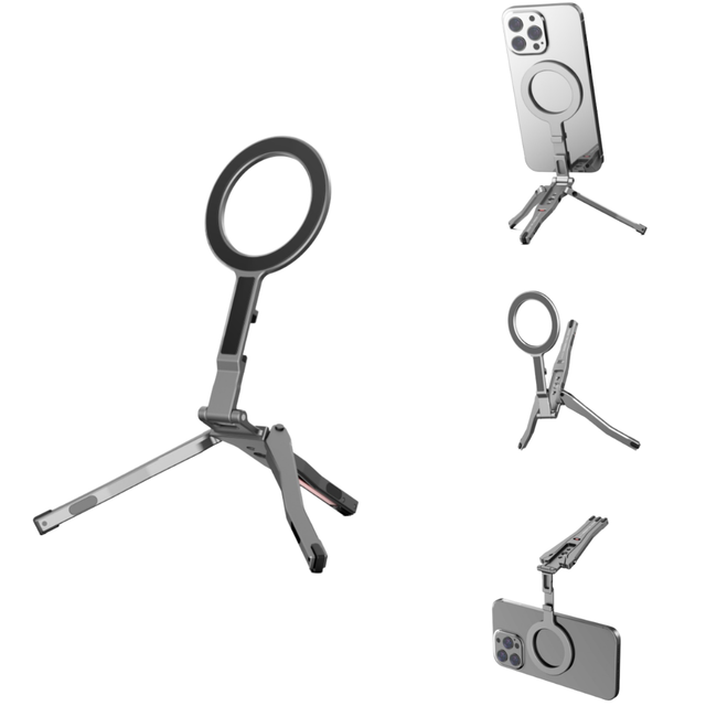 Magnetic Pocket Phone Tripod Foldable Mini Desk Stand Flexible for Magsafe Compatible iPhone 16/15/14/13/12 Plus Pro Max iPhone