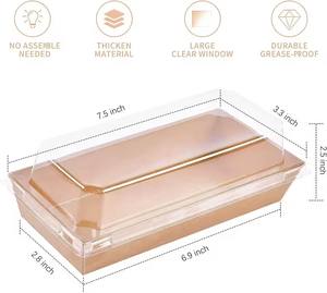 Cajas de Cartón para Charcuterí<span class=keywords><strong>a</strong></span> con Tapas Transparentes, Cajas Desechables para Sándwiches, Contenedores de Alimentos para Panaderí<span class=keywords><strong>a</strong></span> y Postres - Product Image 4