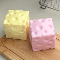 Jouet anti-stress en caoutchouc en forme de blocs de construction, au son de fromage croustillant, activé par le son, pour unisexe