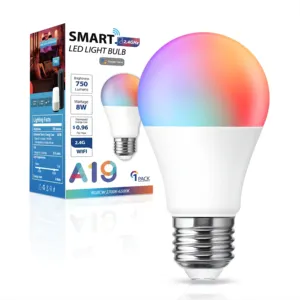 Ampoule LED intelligente WiFi, éclairage avec télécommande WiFi, RGBW, A19, E26, E27, 8W, Tuya, Compatible avec Alexa Google Home, application Smart Life