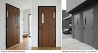 Porte coupe-feu en acier à double finition (Intérieur imitation bois HD et extérieur garage couleur architecturale assortie)