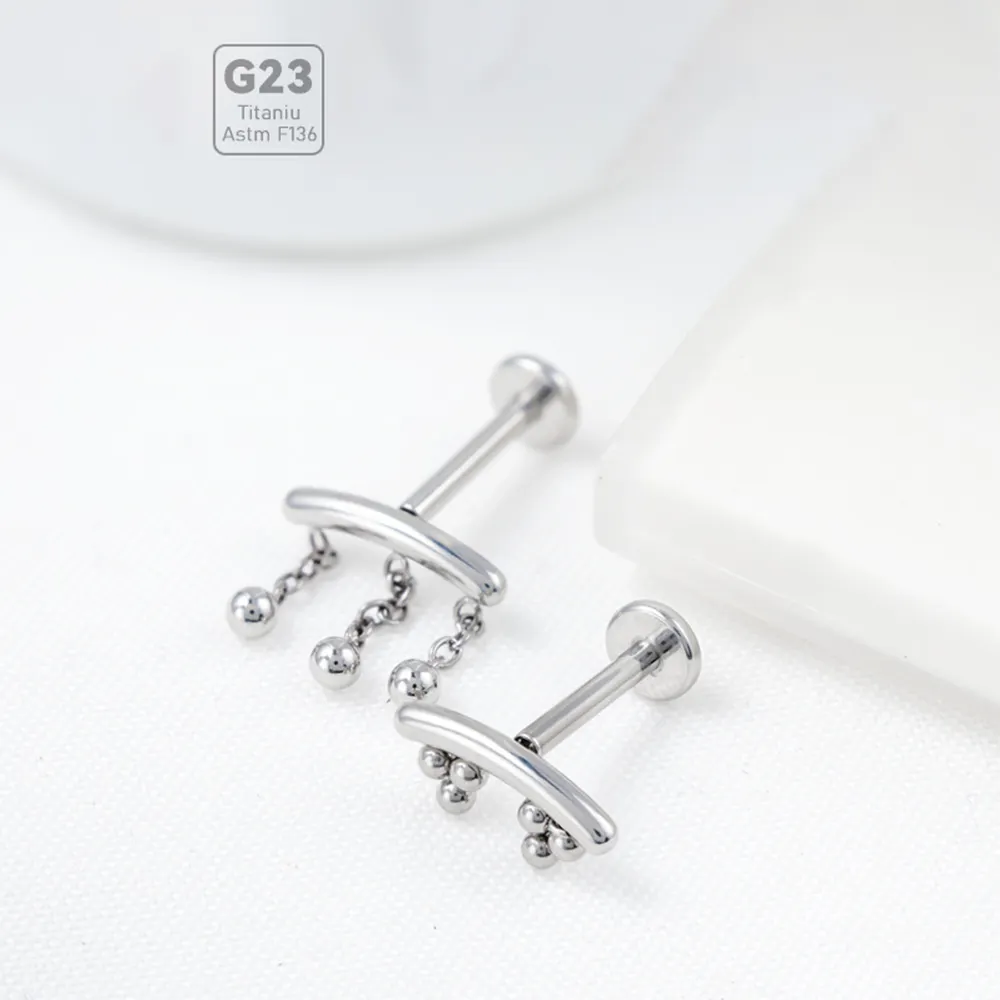 Evorte G23 16G(1.2mm) or oreille Tragus carton lèvre Labret nez narine langue haltère vis sur barre anneau Piercing bijoux de corps