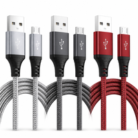 Kabel Micro USB USB-A/Micro USB 2A Pengisian Cepat Transfer Data 2 Meter Desain Trapesium Sudut Kanan Ponsel V8