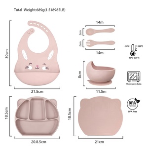 Vajilla de silicona con tapa para bebé, plato orgánico suave sin derrames, tazón de alimentación de grado alimenticio con succión - Product Image 3