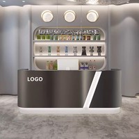 Comptoir de réception oblong moderne et élégant en acier inoxydable durable pour magasins, salons de coiffure, petits bars et instituts de beauté