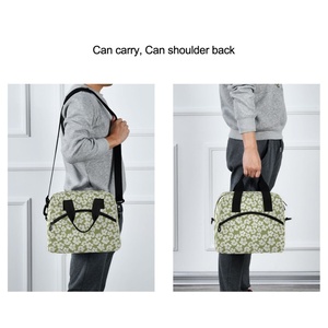 Nouveau sac isotherme réutilisable pour le déjeuner, avec bretelles, pour femmes adultes, motif hibiscus hawaïen, impression de logo personnalisée, idéal pour la salle de sport - Product Image 6