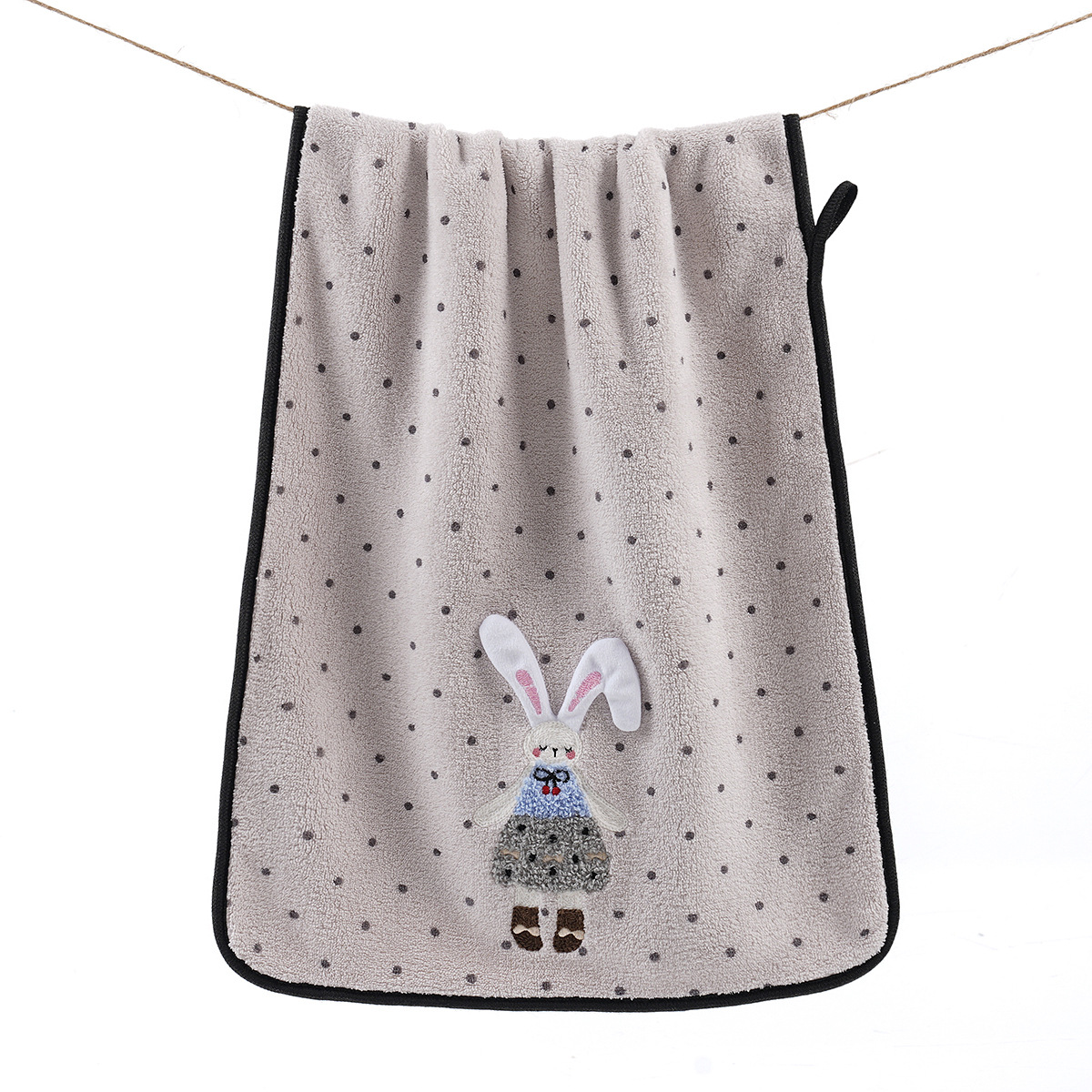 Serviette lapin à pois en molleton corail [violet clair]