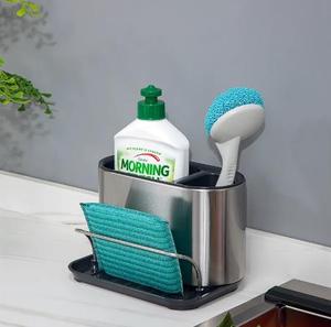 Support d'éponge en acier inoxydable pour évier de cuisine, organiseur, égouttoir pour l'eau - Product Image 6