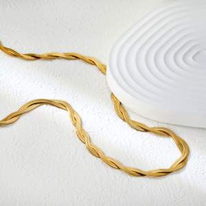 Woven <b>Cross</b> Strand <b>Chain</b> 18k Stainless Steel Clavicle Necklace For Women Everyday Wear - Product Image 1