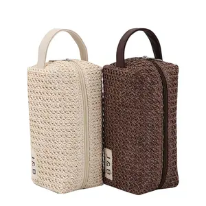 Basit yaşam el yapımı PP çim malzeme kozmetik çantası seyahat taşınabilir makyaj kutusu çantası güzellik çantası Bolsa De Maquillaje
