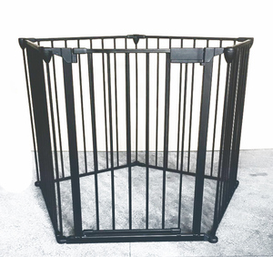 Barrière de sécurité métallique pliante à 5 panneaux, barrière de sécurité pour animaux de compagnie, porte de cheminée, clôture de garde, parc en métal pour bébé - Product Image 3