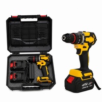 Ensemble perceuse-visseuse sans fil sans balais, 2 batteries, chargeur, mandrin auto-serrant, mallette de transport robuste pour travaux de fixation de étagères flottantes, prix de gros