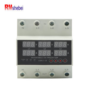 RMshebei調整可能電流電圧プロテクターオートリセット付き6 LEDディスプレイオーバー/アンダー電圧保護DINレール設置 - Product Image 1