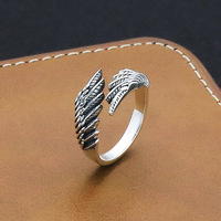Bague Ailes d'Ange en Argent Sterling 925 Réglable et Dainty avec Pouce Ouvert pour Mariage Couple Bijoux Cadeaux pour Hommes et Femmes