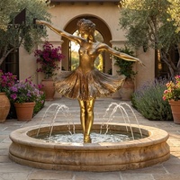 Fontaine d'eau en bronze coulé grandeur nature avec bassin en marbre, représentant une femme dansante, pour la décoration élégante des espaces publics, hôtels et villas en extérieur - QUYANG
