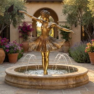 Fuente de Agua Decorativa de Bronce Fundido a Tamaño Real con Mujer Bailando y Base de Mármol para Exteriores, Hoteles, Villas y Espacios Públicos, Marca QUYANG - Product Image 1