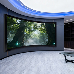 Écran de projection fixe grand format incurvé en alliage d'aluminium haute luminosité anti-reflet 16:9 pour cinéma, écran mural HD - Product Image 1