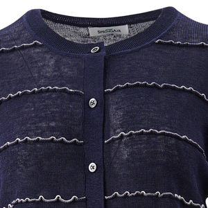 Cardigan da <span class=keywords><strong>Donna</strong></span> di Alta Qualità Personalizzato OEM ODM, Stile Nautico a Righe, Collo Tondo, 80% <span class=keywords><strong>Lino</strong></span> 20% Nylon, Traspirante - Product Image 4
