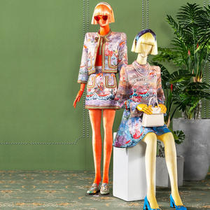 女性半/全身人体模型彩色天鹅绒面料人体模型彩色木制手臂 - Product Image 5