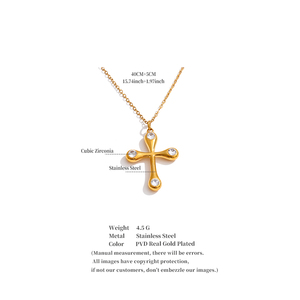 Collar con Colgante <span class=keywords><strong>de</strong></span> Cruz Clásico JINYOU 5917, Chapado en <span class=keywords><strong>Oro</strong></span>, Acero Inoxidable con Incrustaciones <span class=keywords><strong>de</strong></span> Circonia Cúbica - Product Image 6