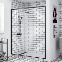 Porte de douche coulissante en acier inoxydable 60 x 76, verre trempé 10 mm, design moderne, alliage d'aluminium, garantie à vie pour usage hôtelier