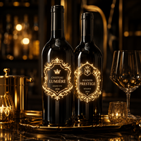 Étiquette de bouteille de vin LED personnalisée en PET, étanche, pour présentoir de boissons, vente en gros d'usine Longstargift
