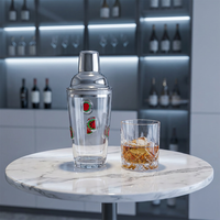 Shaker à vin de luxe en verre avec couvercle en acier inoxydable pour boissons mélangées, accessoires de bar, barman à domicile