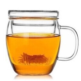 Taza de Té de Vidrio Resistente al Calor con Tapa, Juego de Tres Piezas, para Oficina, Color Sólido, Taza para Bebidas - Product Image 3