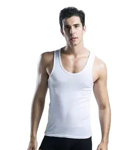 Custom Sleeveless Gym Apparel White Ribbed Slim Fit Tank Top Men Fitness Clothing Sport Gym Vest For Men Tank Top