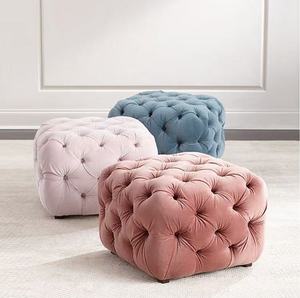 Tabouret bas en velours doux et lisse, repose-pieds <span class=keywords><strong>rose</strong></span>, bleu, beige, pour salon, chambre, siège de coiffeuse, mobile - Product Image 1