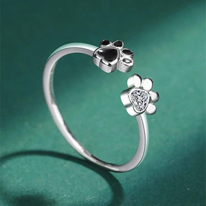 Anello Regolabile a Forma di Zampa di Gatto in Smalto, Gioiello da Dito per Donna, Moda Quotidiana - Product Image 6