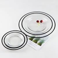 Plateaux de présentation de luxe en verre transparent avec bordure noire pour décoration de mariage