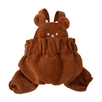 Vêtements pour animaux de compagnie : Tenues mignonnes en une seule pièce adaptées aux petits chiens et chats. Pantalons en velours côtelé avec ceinture, pantalons avec ceinture à motif d'ours. Vente en gros
