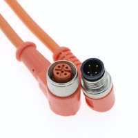 Connecteur circulaire M12 personnalisé, 5 broches, orange, câble surmoulé IP67, droit, longueur sur mesure, câble moulé