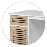 Escritorio de Computadora para el Hogar con Gabinete de Almacenamiento con Rejillas, Escritorio de Madera Blanco con Cajón y Puerta Ventilada, Fácil de Armar