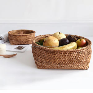 Panier de rangement multifonctionnel en rotin naturel fait à la main, écologique, lot de 3, décoration de fruits, vaisselle, vente en gros en provenance du Vietnam - Product Image 4