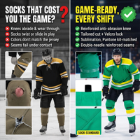 Chaussettes de hockey junior personnalisées pour les joueurs d'équipe, jeunes, 100% polyester, haute qualité, respirantes, sublimation intégrale, vente en gros OEM