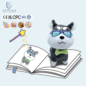 Uyeah Tùy Chỉnh Mát Husky Thú Nhồi Bông Con Chó Đồ Chơi Đáng Yêu <span class=keywords><strong>Wolf</strong></span> Với Kính Mát Và Màu Xanh Lá Cây Bow Tie PP Bông Điền Cho Trẻ Em - Product Image 1