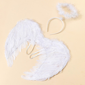 Set di <span class=keywords><strong>ali</strong></span> da festa in maschera personalizzate per bambini adulti <span class=keywords><strong>ali</strong></span> di piume di <span class=keywords><strong>angelo</strong></span> rosso nero bianco Halo Halloween natale pasqua nuovo anno - Product Image 4