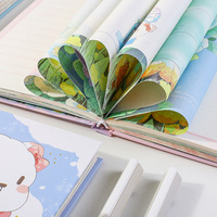 Carnet de notes écologique en gros, mignon et kawaii pour enfants, 32K, pour écoliers, avec cadenas à combinaison et motif floral
