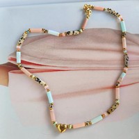 Pierre naturelle Tube Sautoirs Colliers Pierres Précieuses Collier Étanche En Acier Inoxydable Collier De Perles pour Femmes Anti-ternissement Bijoux