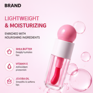Vegan Moisturizing <b>Lip</b> Gloss 4ml Big Brush Head Natural Non stick Cup <b>Lip</b> Glaze Natural Look OEM ODM - Product Image 5