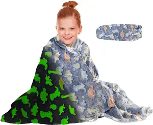 发光星星和儿童酷东西羊毛扔夜光毯在黑暗毯子中舒适发光