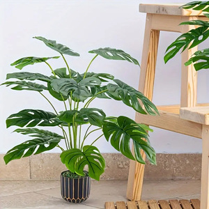 Plante artificielle Monstera Deliciosa, 18 feuilles, PVC, grande décoration d'intérieur, salon, plante en pot, verdure - Product Image 3