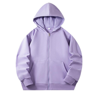 Sweat-shirt à capuche unisexe 300 GSM 80 % coton, léger, à fermeture éclair intégrale, manches longues, pour l'entraînement et la mode, haut uni pour l'automne