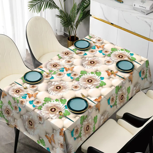 Nhà máy không thấm nước nổi 3D Polyester Vải dầu vải Polyester PVC Vinyl Khăn trải bàn - Product Image 1