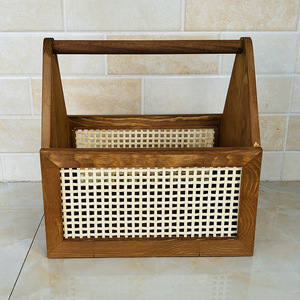 Nueva caja de almacenamiento de madera maciza con asa, cesta de mimbre, almacenamiento para el hogar para artículos diversos, refrigerios y juguetes, estilo Instagram. - Product Image 4
