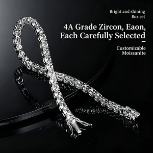 <span class=keywords><strong>Bracciale</strong></span> Tennis <span class=keywords><strong>con</strong></span> Zirconi 4A Color Fuoco, <span class=keywords><strong>Diamanti</strong></span> Completi e Design Scintillante, Gioiello di Alta Gamma - Product Image 4